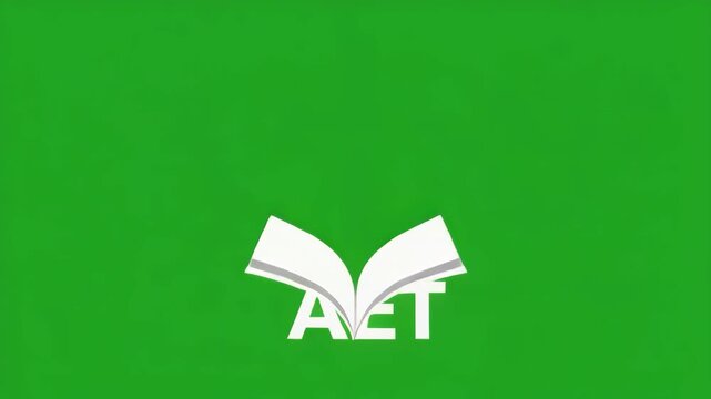 Open Book Animation with AET Logo Transitioning Through Green and Black Backgrounds
