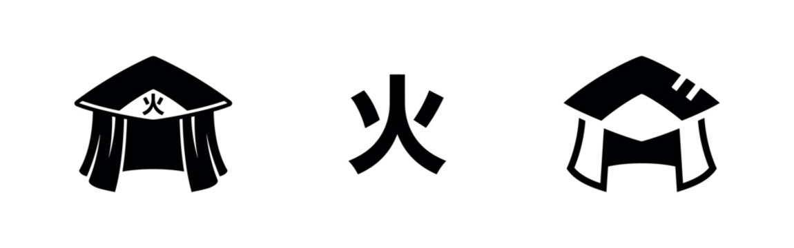 Hokage Hat and Fire Kanji Symbol Icons