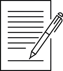 Naklejka premium Icon of a formal paper document with a ballpoint pen signing the bottom line