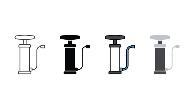 Four different colored air pumps for inflating objects are shown here
