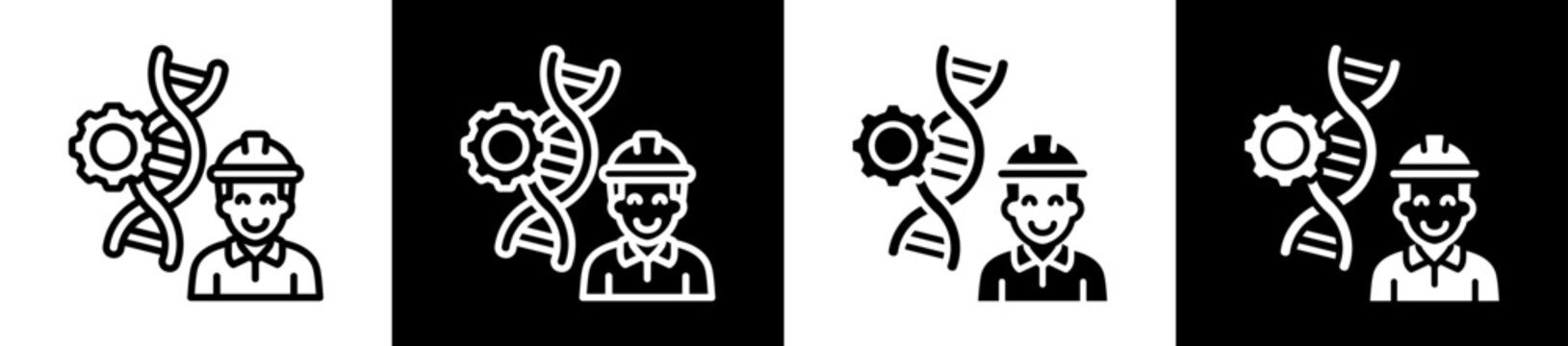 Biomedical Engineering Icon Set In Black And White Filled Style Collection