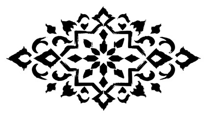 Fototapeta premium Islamic geometric pattern and arabesque ornament in artistic black ink brush style