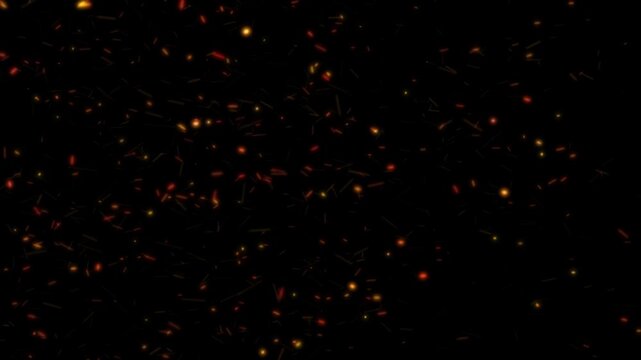 横に流れる火の粉のシームレスループ 黒背景 4K 4秒完全ループ&times;2周収録 90度回転で縦方向にも使用可