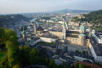 Fototapeta premium Skyline view in Salzburg, Austria
