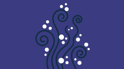 Naklejka premium Abstract blue vector illustration with stylized swirls and white bubbles.
