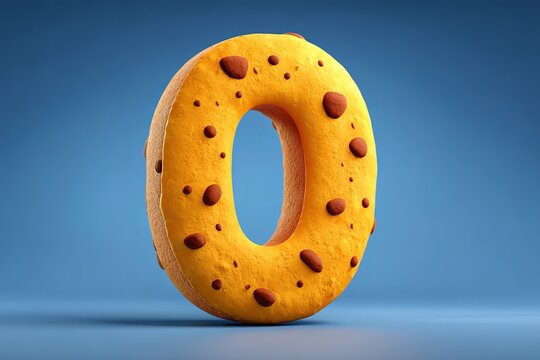 cute cartoon style 3d "O" letter with the biscuit texture and shape 