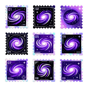 Interstellar Spiral Galaxy Collection Stamps
