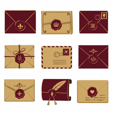 Vintage Envelopes with Wax Seals Collection for Elegant Mail