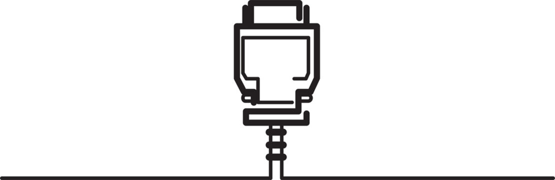 Minimalist video cable connector icon in single line style