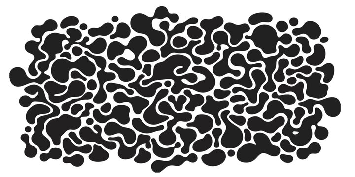 Abstract seamless black and white organic pattern with flowing biomorphic shapes. Minimal vector background suitable for modern textiles, wallpaper, packaging, and surface pattern design.