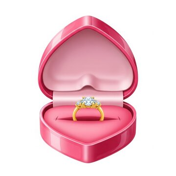 Pink heart-shaped jewelry box with ring inside