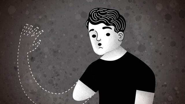 man experiencing phantom limb syndrome after arm amputation