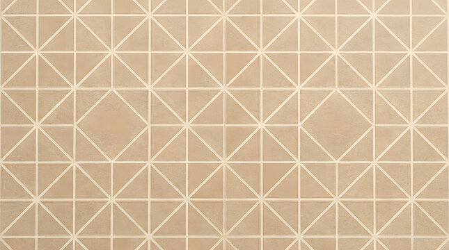 Beige Ceramic Floor Tile Texture with Geometric Triangle and Square Pattern