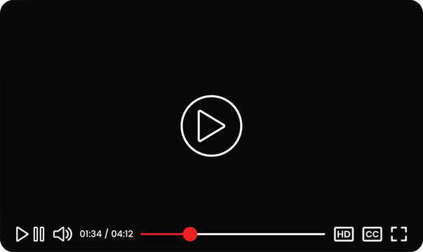 Video Player Interface Mockup, Media Streaming UI Controls, Online Video Screen Vector Isolated on White Background
