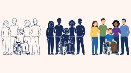 Fototapeta premium Business People Teamwork Group Silhouette Vector Illustration Showing Diverse Crowd of Workers Standing Together in Office Concept for Success, Community and Collaboration