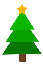 Obraz premium Minimalist flat vector illustration features a green pine tree isolated on a white background.