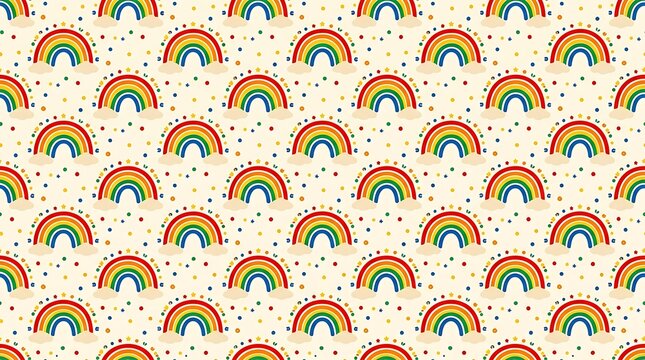 Colorful rainbow and star seamless pattern for nursery background
