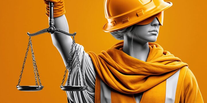 Construction justice scales symbolism concept image