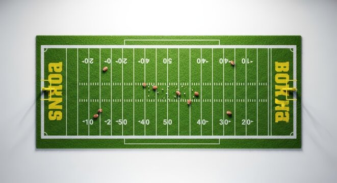 American football field graphic with Boise Broncos branding.
