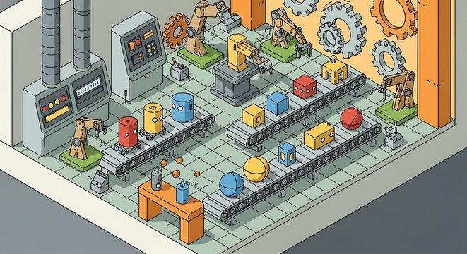 Colorful toy train set with assorted cargo containers.