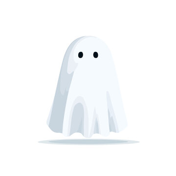 A simple and modern flat 2D vector of a Ghost, isolated on a pure white background.