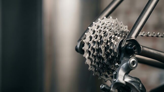 Modern bicycle rear gears and derailleur mechanism detail