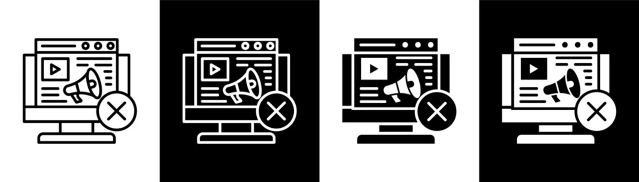 Ad Blocker  white and black icon set design