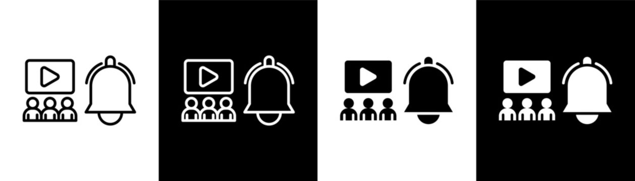 Suscribe white and black icon set design