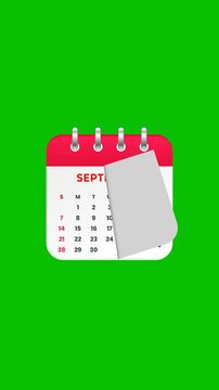 calendar pages flipping animation month names on green background. Full Hd. 4K