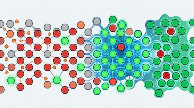 Abstract visualization of viral transmission and immunity model