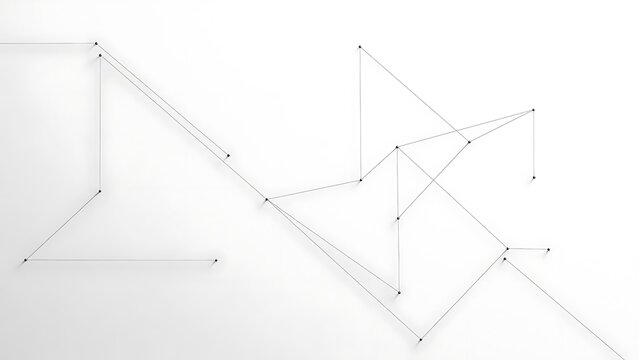 Minimalist white geometric wireframe structure design.