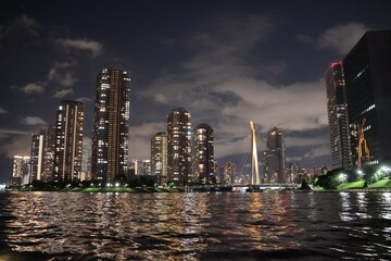 A night view featuring high-rise apartment towers © Mt. Cape