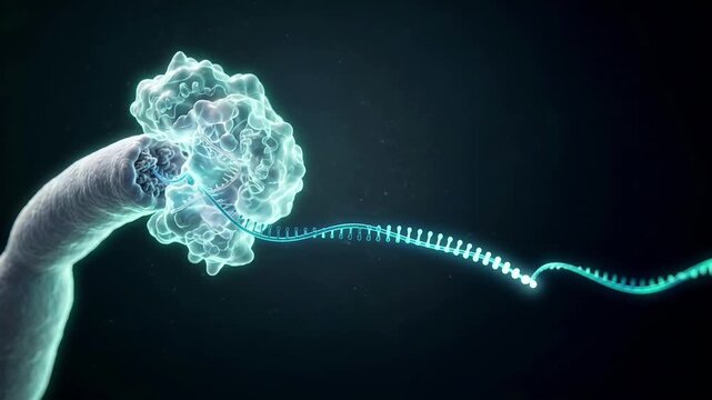 Telomerase enzyme extending a telomere at chromosome tip