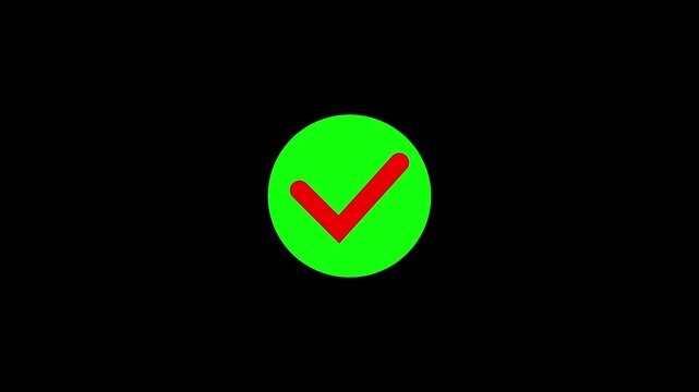 Red verified badge animation with zigzag border on black background