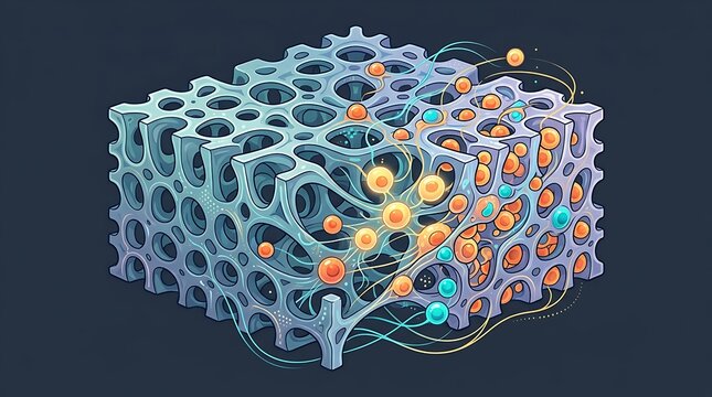 Isometric representation of a porous molecular lattice structure