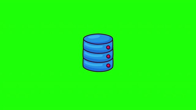 Animated server doodle icon, hand-drawn flat vector line art with wiggle effect, looping motion graphic for data center and network design