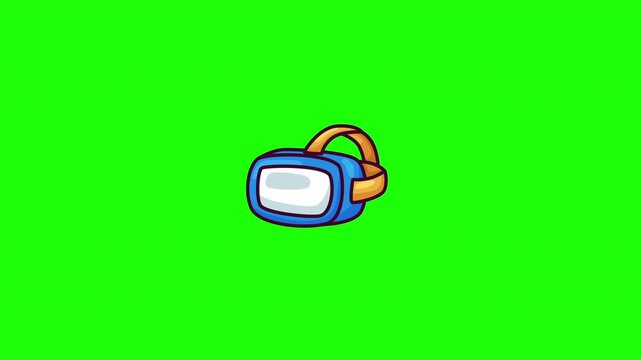 Animated VR headset doodle icon, hand-drawn flat vector line art with wiggle effect, looping motion graphic for virtual reality and gaming design