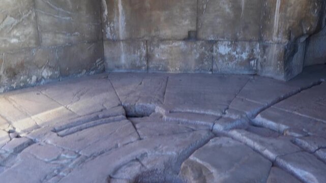 Ancient Roman Agora wind tower interior in Athens, Greece