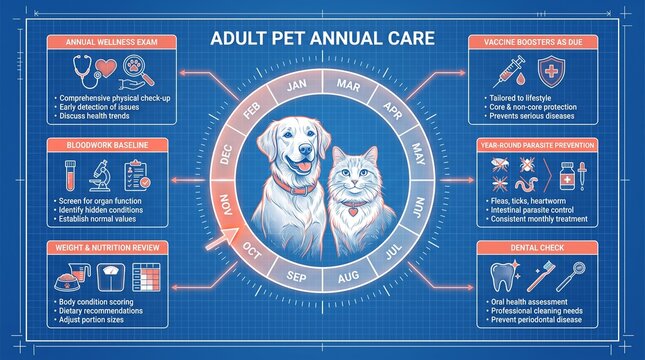 Adult pet annual care and booster schedule