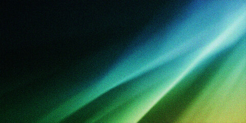 Abstract dark green and blue gradient background with heavy film grain, cinematic light leak effect...