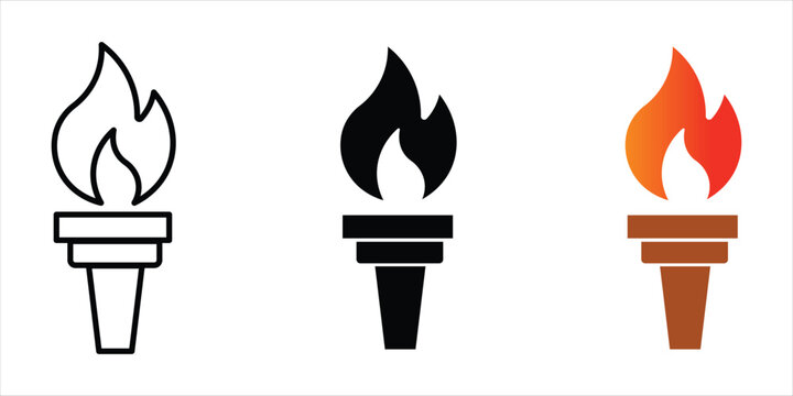 Minimalist vector illustration set of three torches: