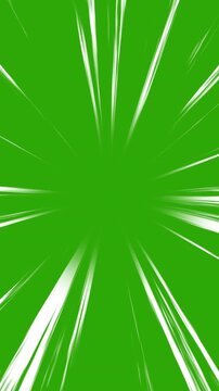 Animated Comic Light Speed Lines, Moving Anime Speed Line on Green Background. Full HD. 4K
