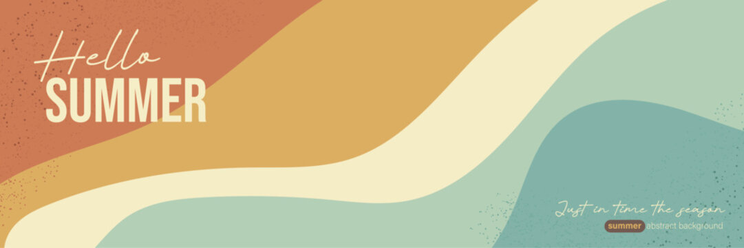Blue sea and beach summer retro banner background with abstract ripple beach vibes