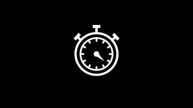 Minimalist stopwatch animation rotating on black background, for time management, concepts timer clock