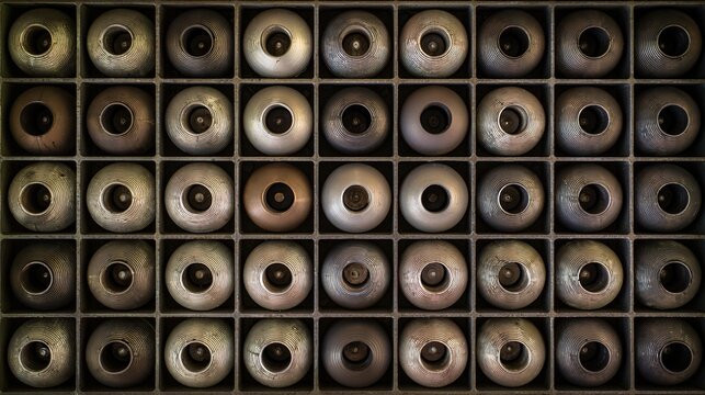cam. Top-down view of repeating geometric patterns of cam lobes. safety posters, maintenance manuals, designed for precision metalworking and fabrication facilities, used by engineers.