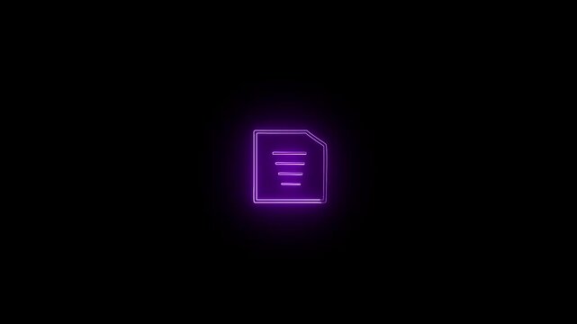 Neon, line art concept of paper, document. Outline of doc, office concept.