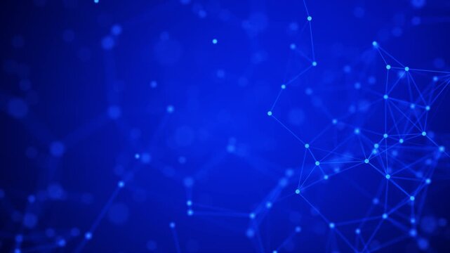 Abstract Blue Plexus Futuristic Technology Network Background with Connected Dots and Digital Communication Loop