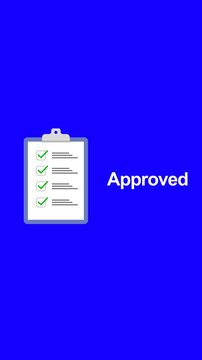 Clipboard Check mark animation with pop up flat and modern style on blue background. Full HD. 4K