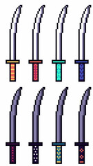Fototapeta premium Katana set in pixel graphics