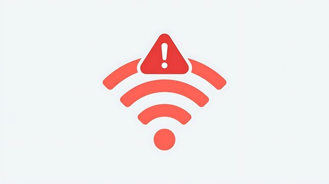 Red wifi signal icon with a warning exclamation mark